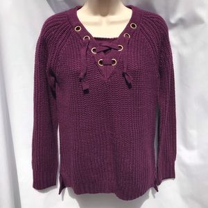 It’s Our Time Purple Lace Up Sweater